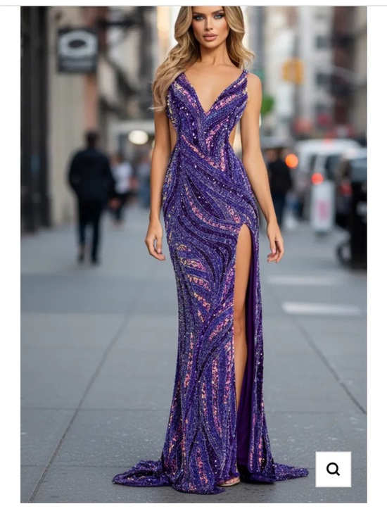 Jovani Dresses & Skirts - Jovani Purple Sequin Gown Prom Dress 6 Like New